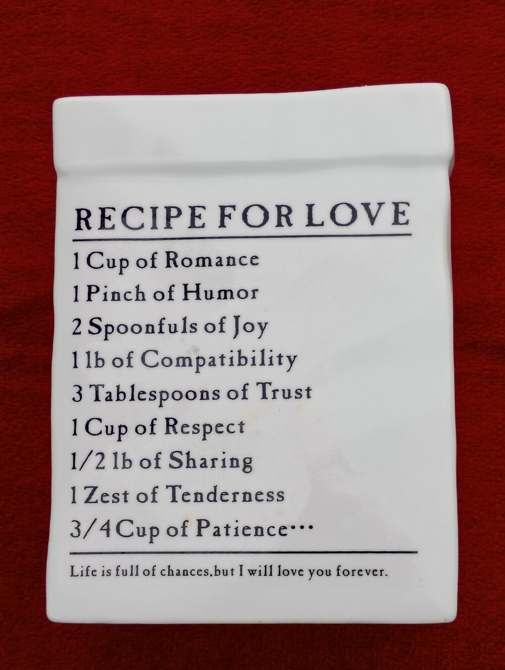 Ceramic 'Recipe for Love' Utensil Holder - White Black Lettering
